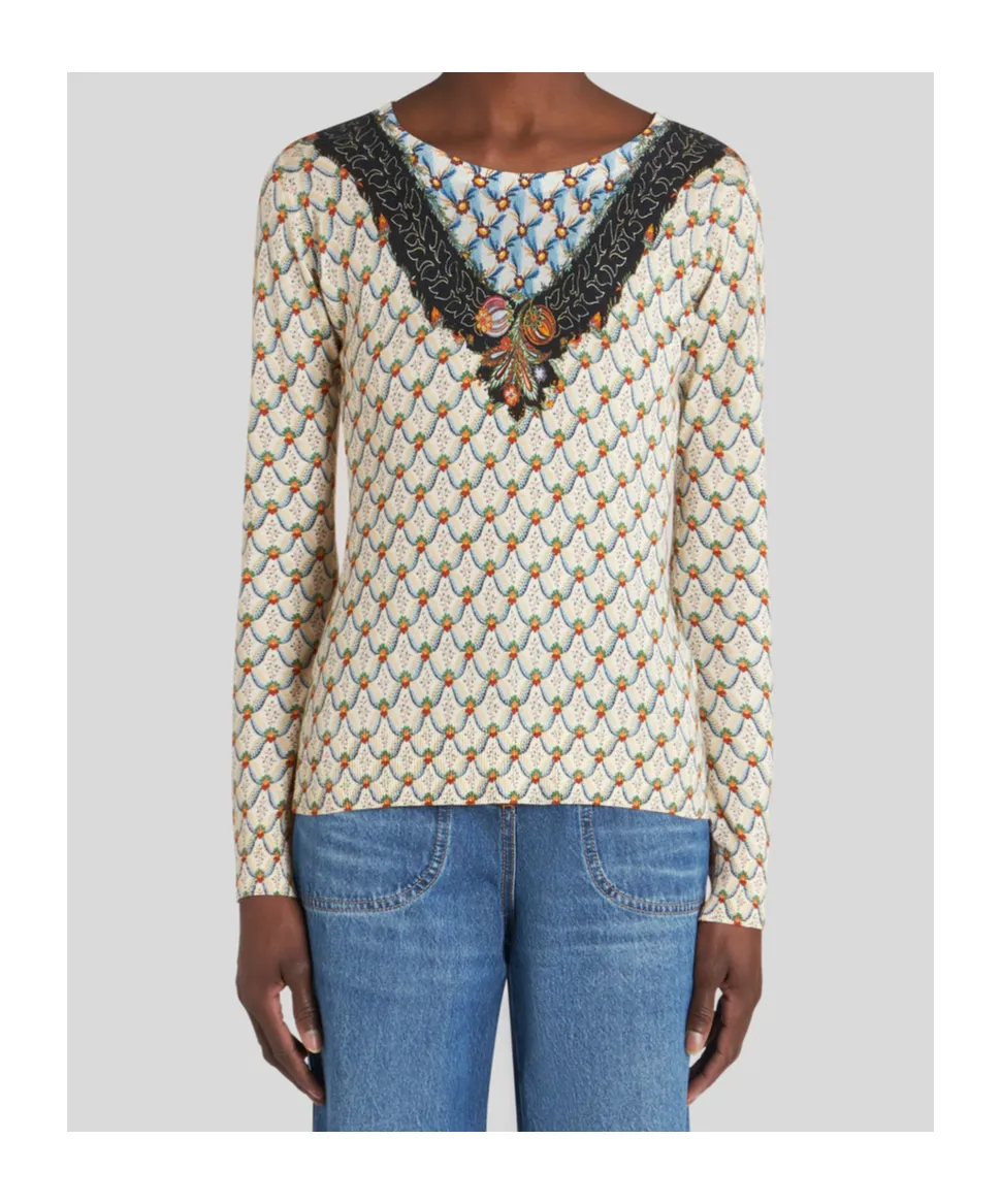 All-Over Floral Printed Knitted Top