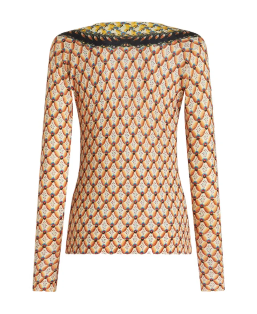 Floral-Printed Crewneck Knitted Top