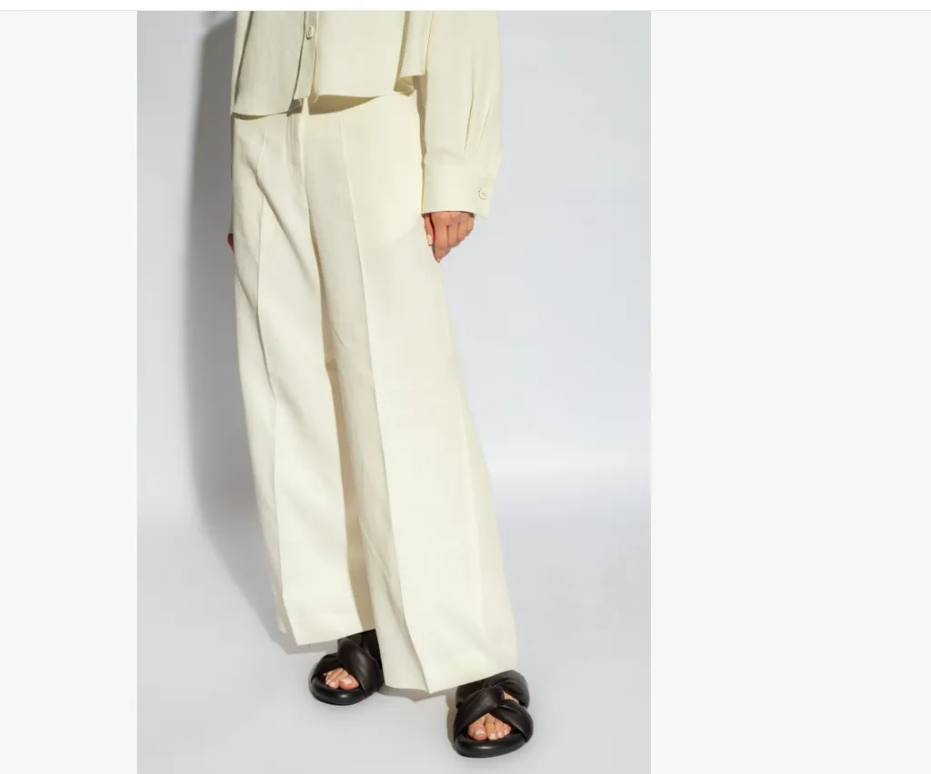 High-Waist Linen Blend Trousers