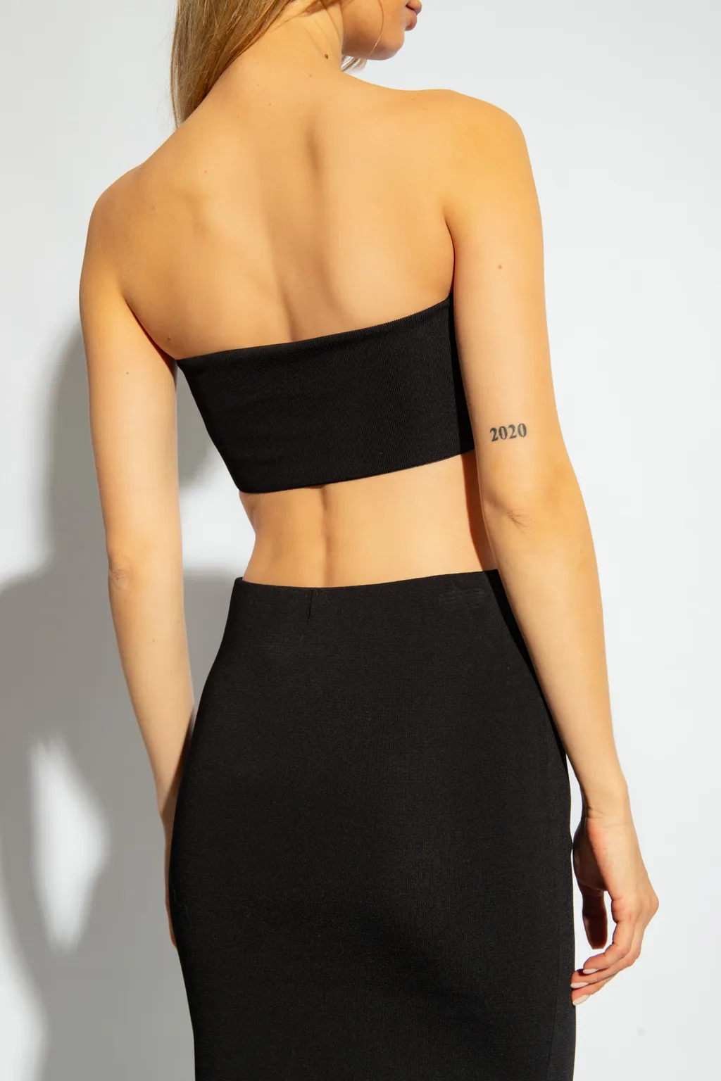 Ribbed Strapless Cropped Bandeau Top