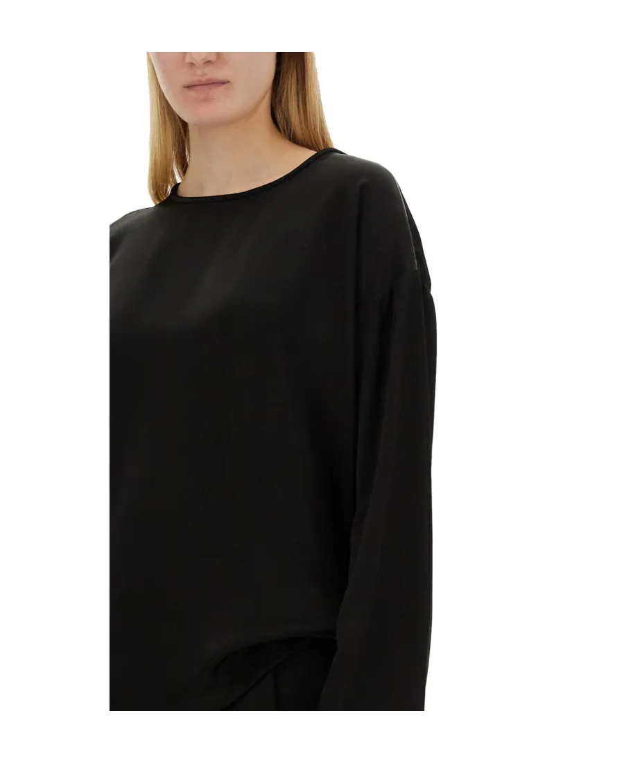Long-Sleeve Satin Blouse