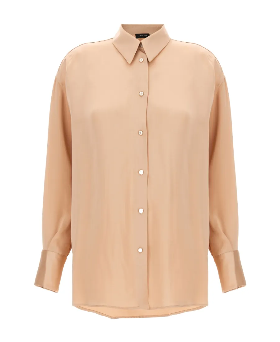 Drop-Shoulder Satin Elongated Shirt
