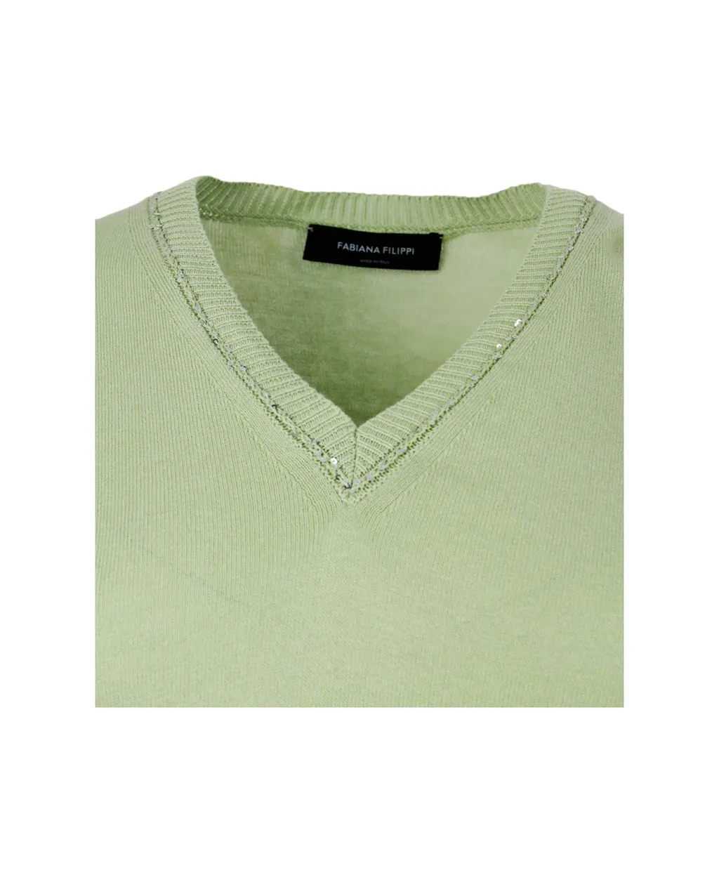 Sequin-Detailed V-Neck Knitted Top