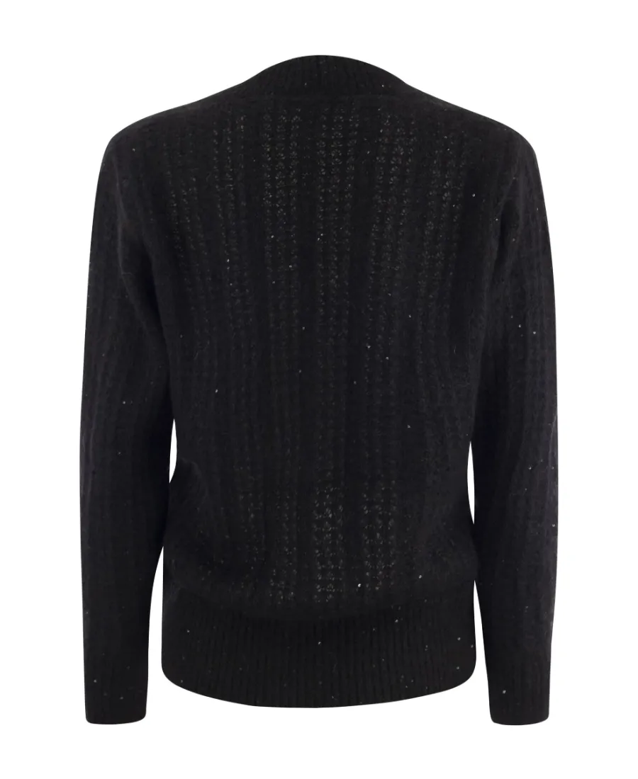 Sequin-Embellished V-Neck Cardigan