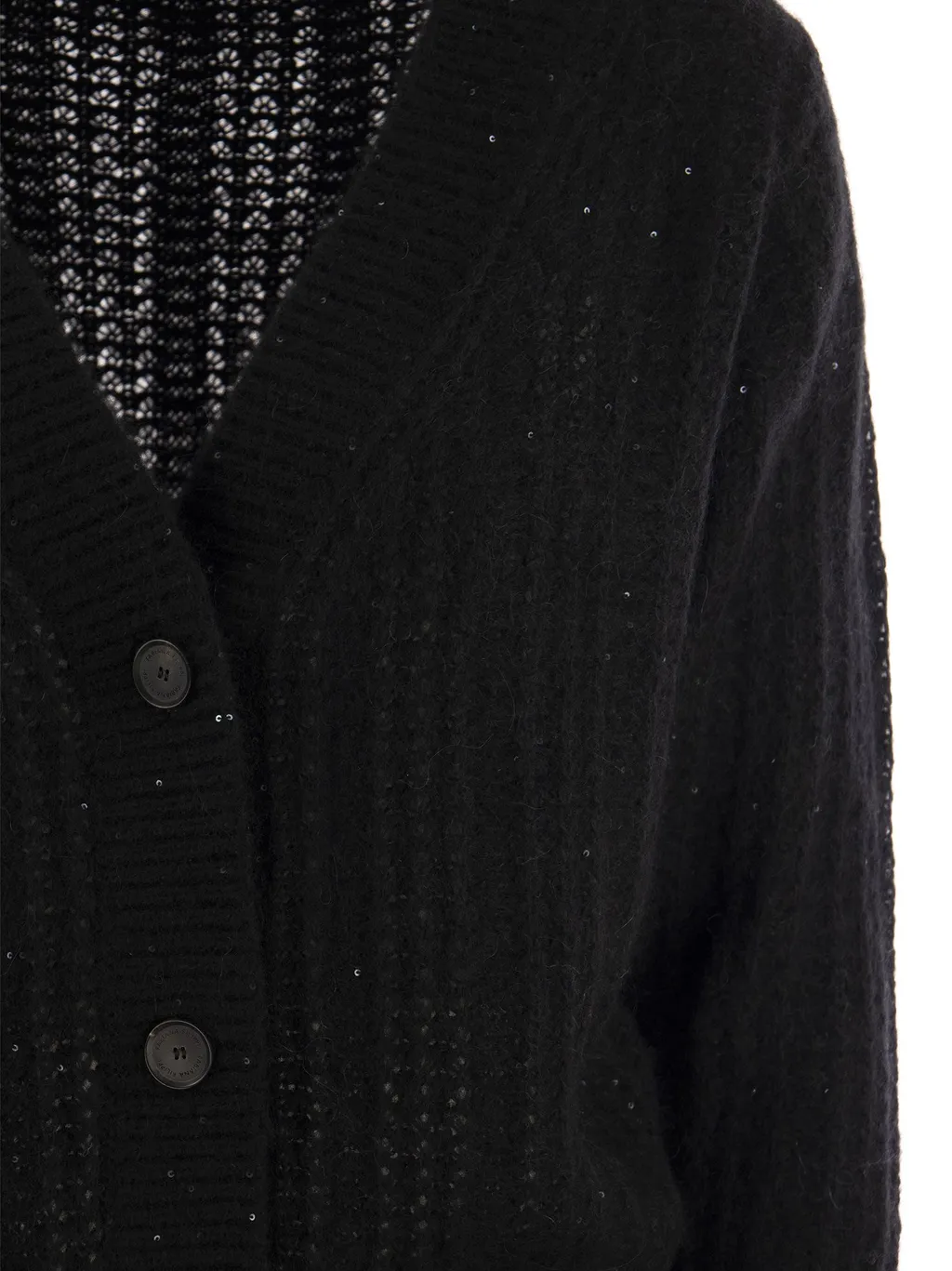 Sequin-Embellished V-Neck Cardigan