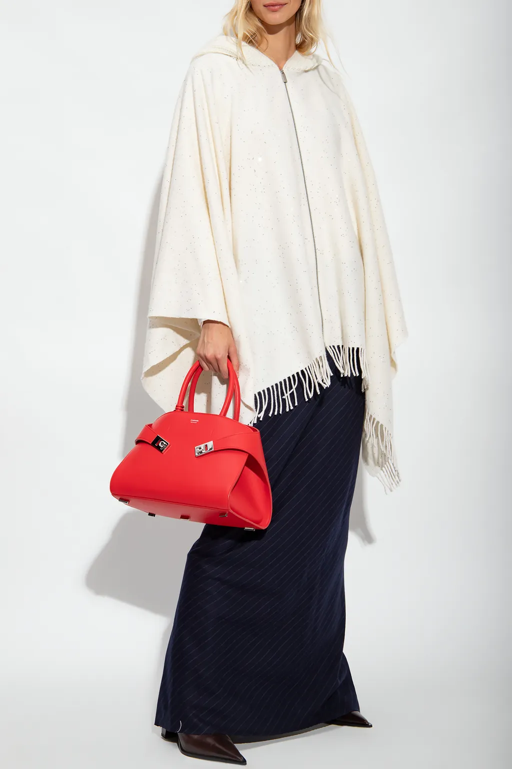 Sequin Embellished Fringed Hooded Cloak
