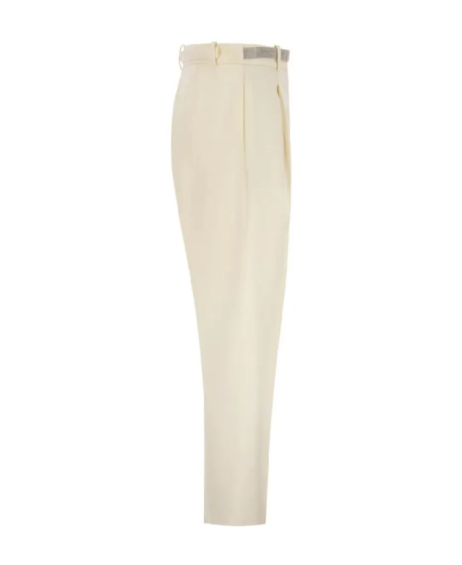 Straight-Leg Belt Embellished Pants