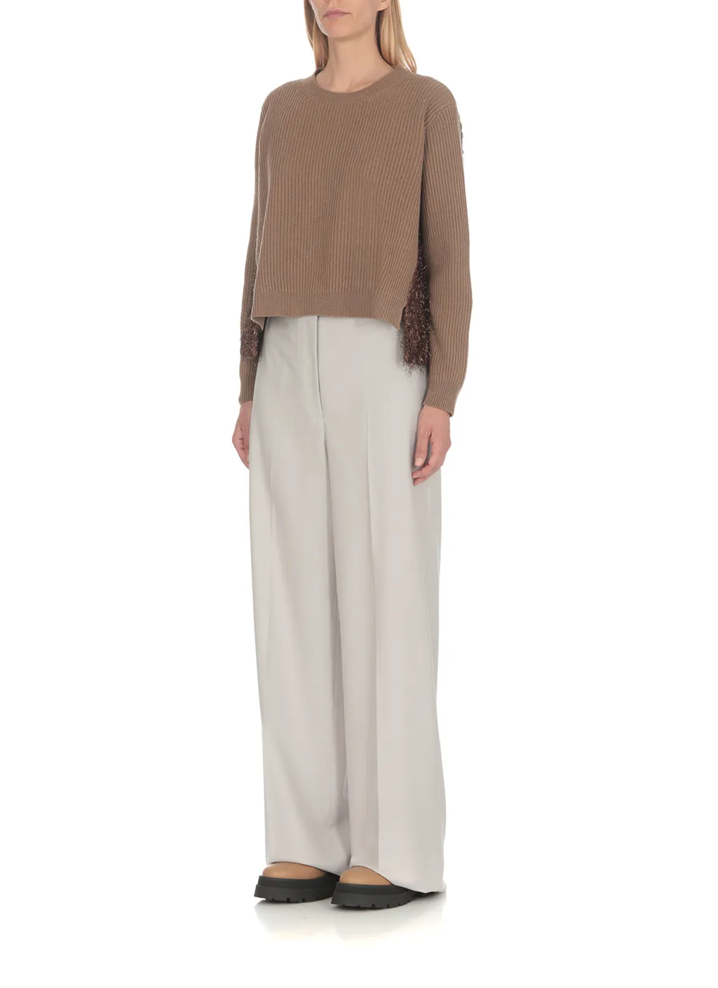 Wool Wide-Legged Casual Trousers