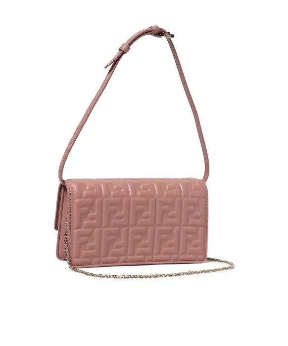 Baguette Ff Embossed Chain-Linked Wallet