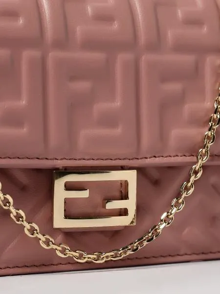 Baguette Ff Embossed Chain-Linked Wallet