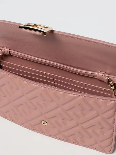Baguette Ff Embossed Chain-Linked Wallet