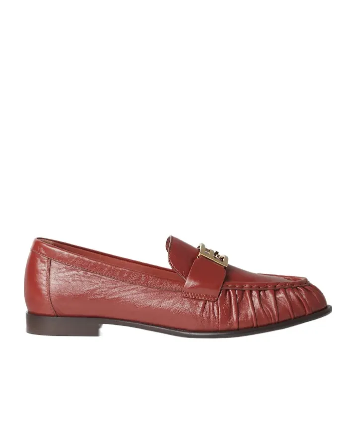 Baguette Ff Plaque Gathered Loafers