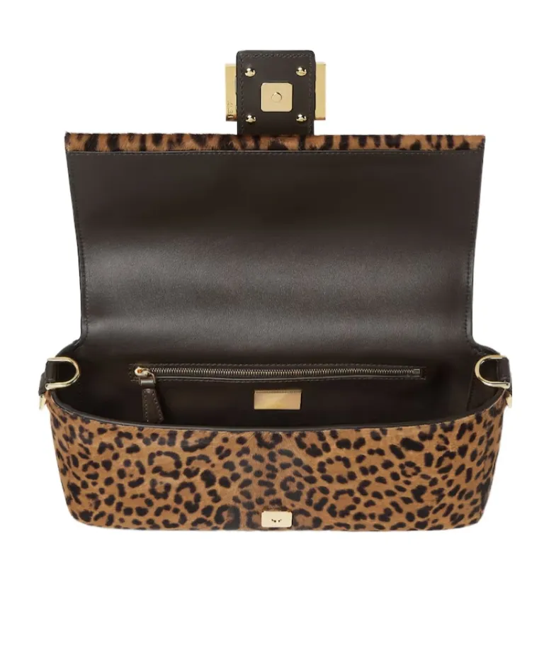 Baguette Leopard-Print Logo-Plaque Tote Bag
