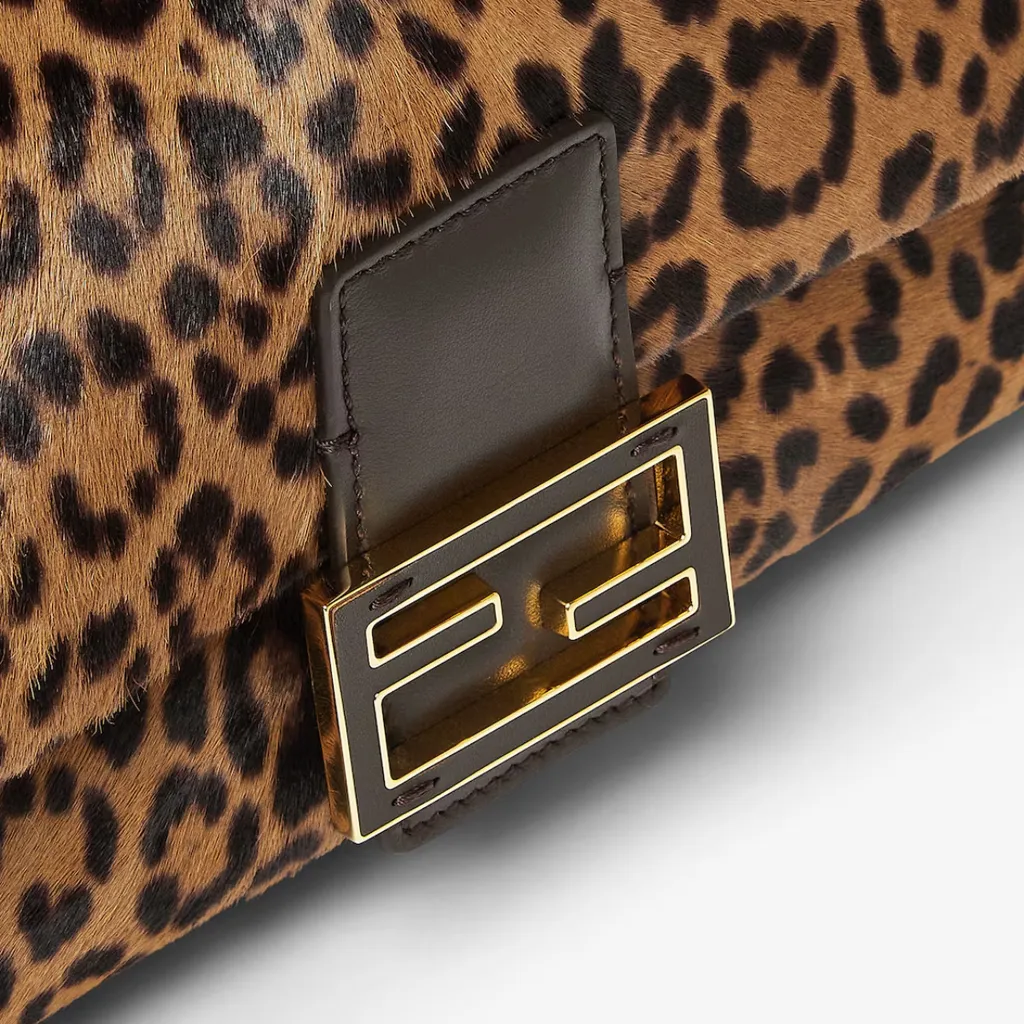 Baguette Leopard-Print Logo-Plaque Tote Bag