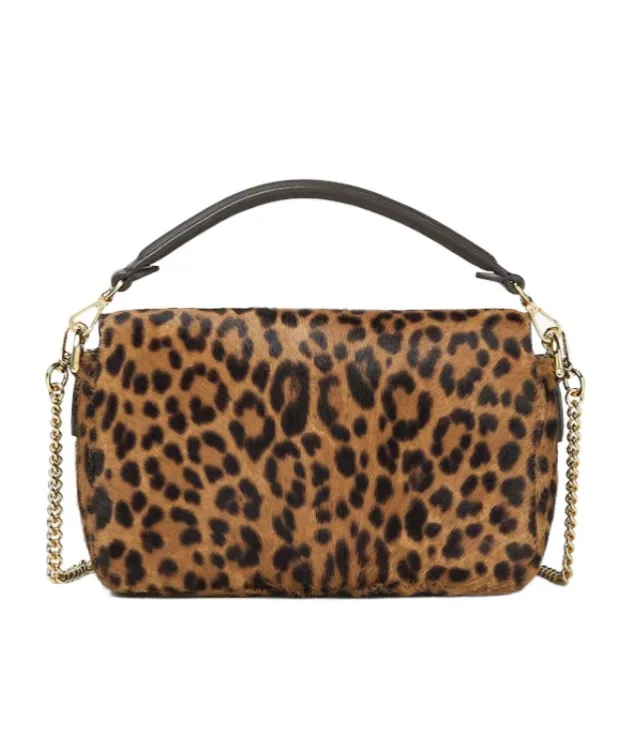 Mini Baguette Leopard-Print Chain Tote Bag