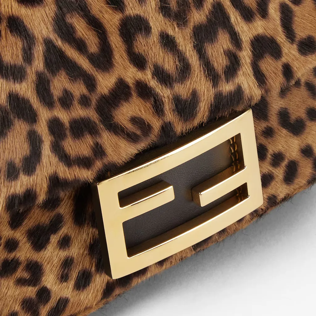 Mini Baguette Leopard-Print Chain Tote Bag