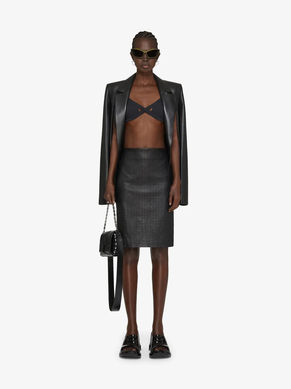 4G Embossed Leather Skirt