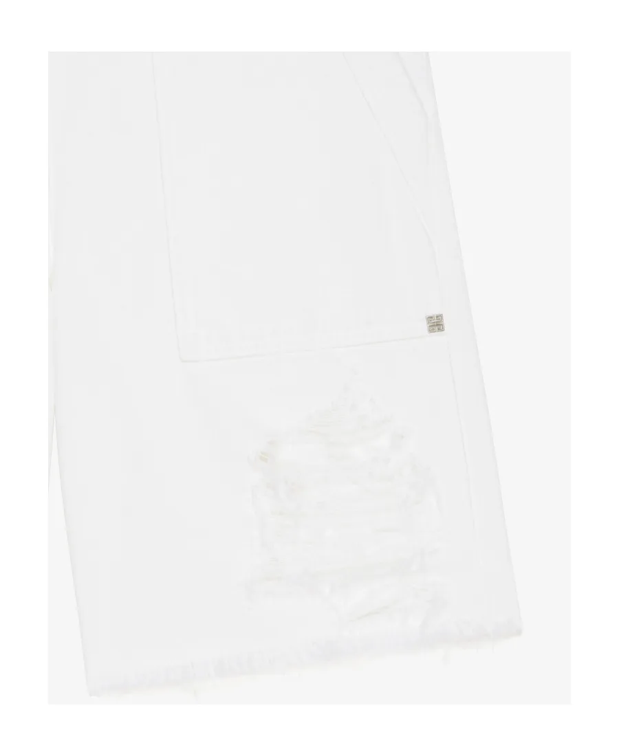 Destroyed-Effect Denim Bermuda Shorts