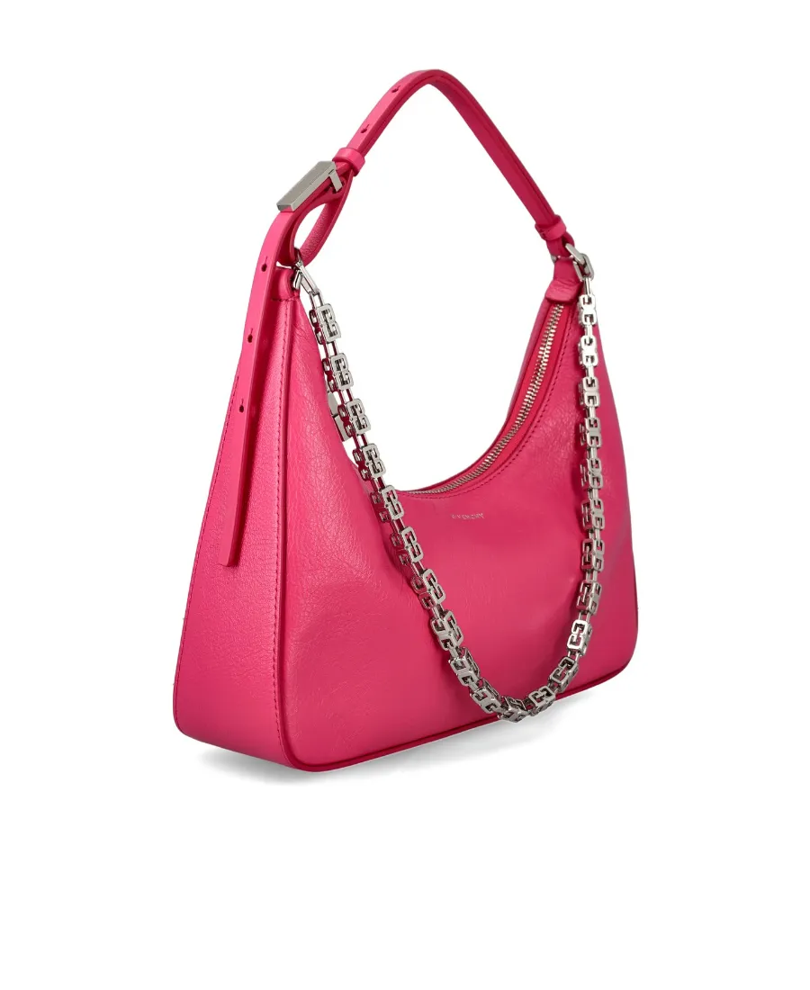 Small Moon Cut Out Bag In Leather With Chain