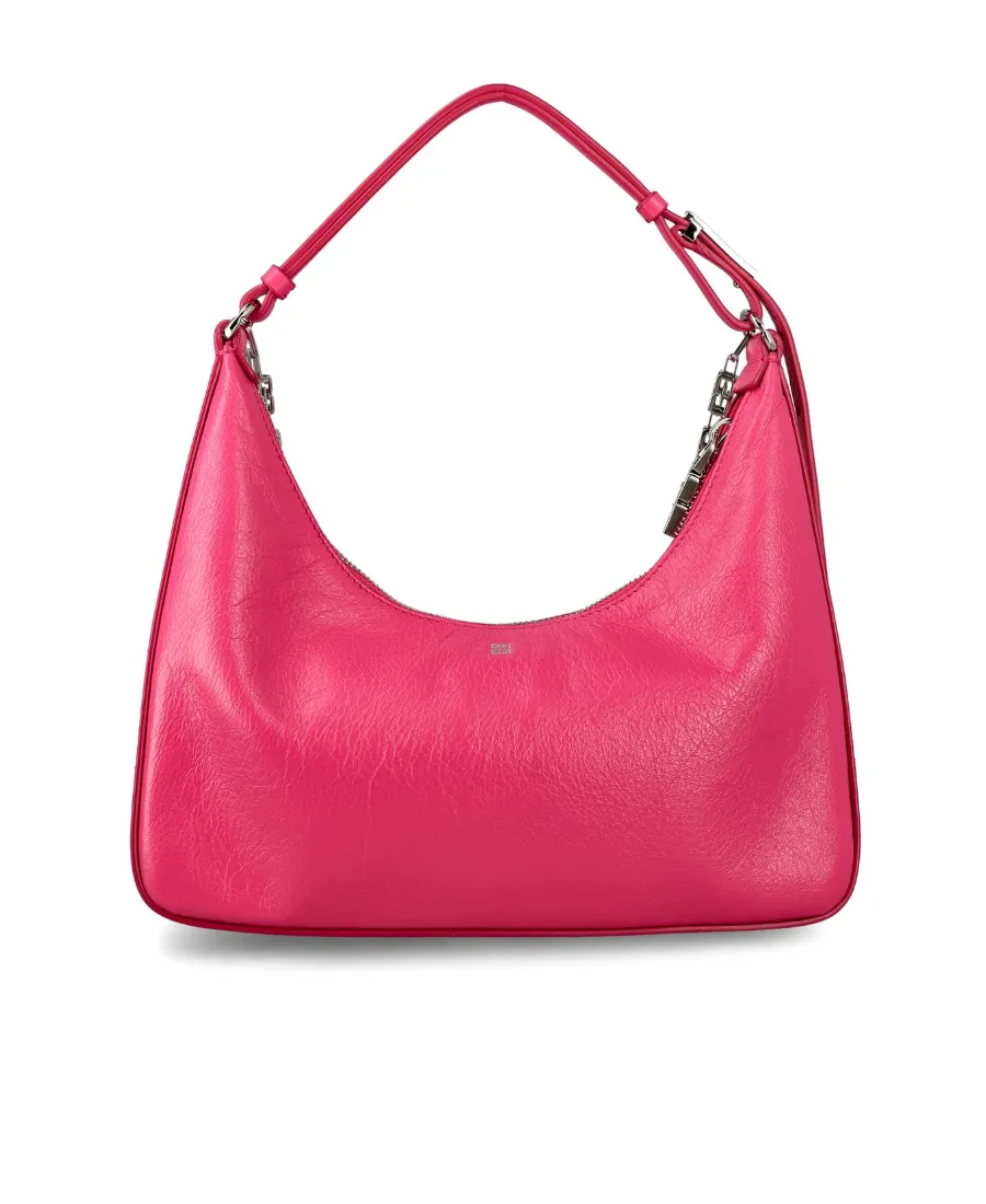 Small Moon Cut Out Bag In Leather With Chain