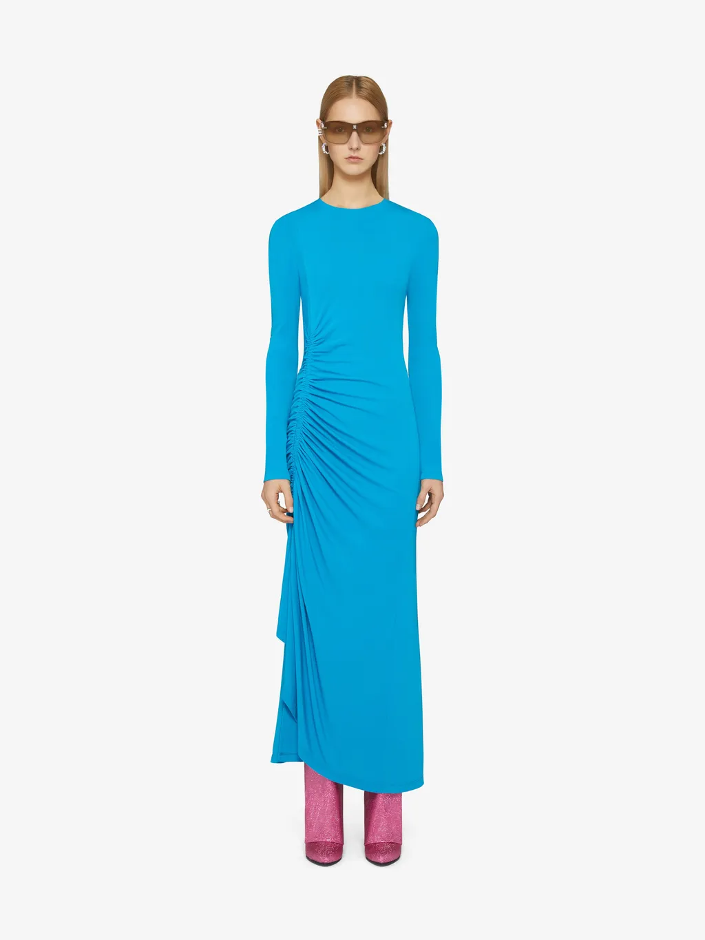 Draped Long-Sleeved Dress