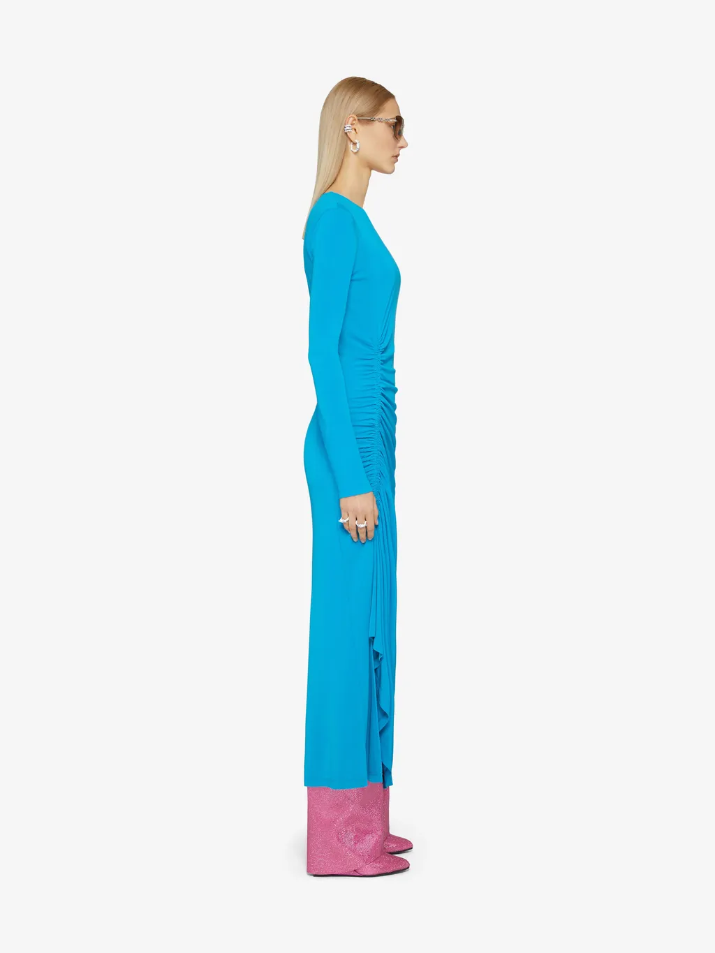 Draped Long-Sleeved Dress