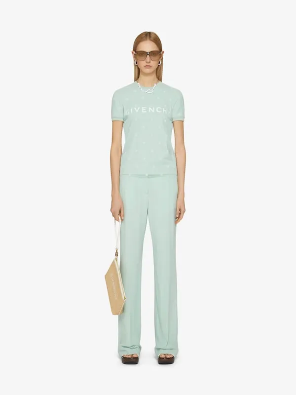 Double Layered Fitted T-Shirt In Cotton With 4G Tulle
