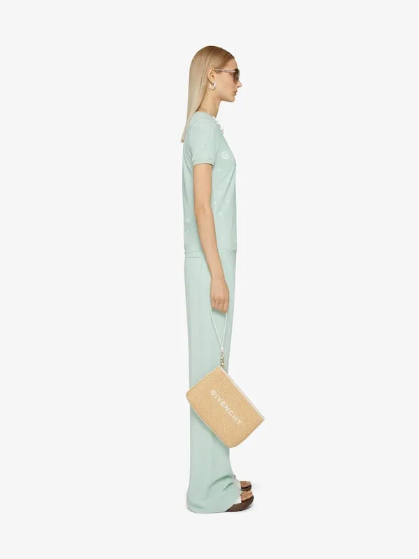 Double Layered Fitted T-Shirt In Cotton With 4G Tulle