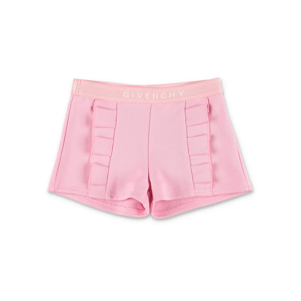 Ruffled Detail Logo Waistband Shorts