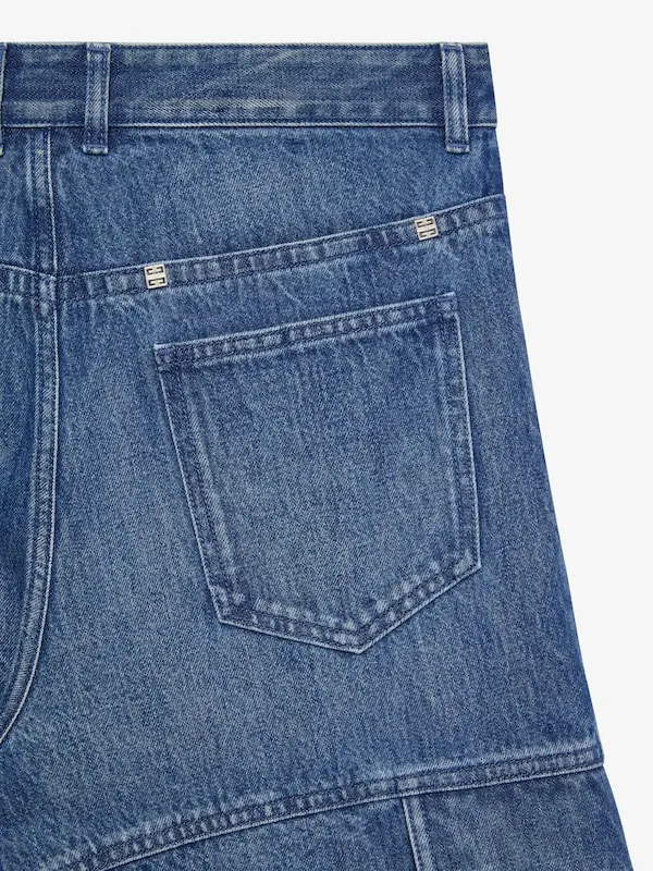 Multicutted Denim Cargo Shorts