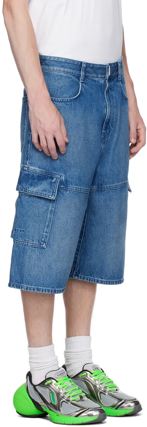 Multicutted Denim Cargo Shorts