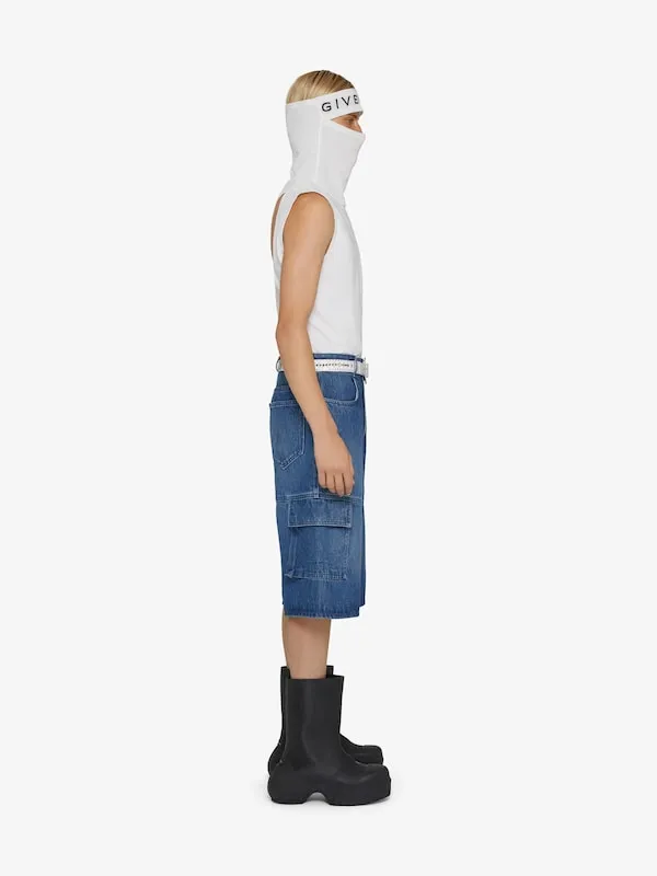 Multicutted Denim Cargo Shorts