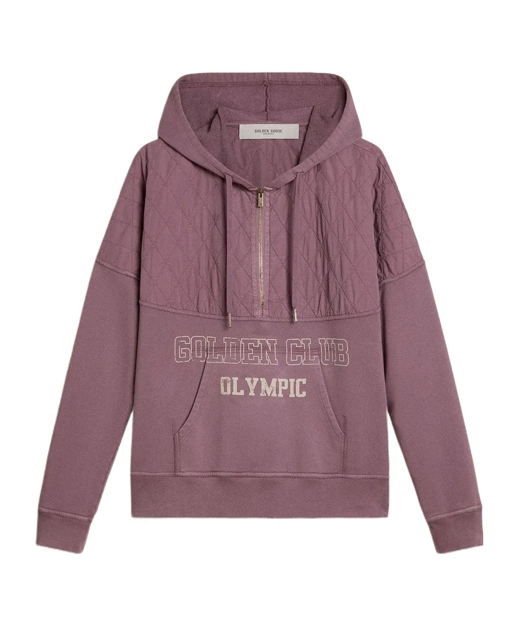 Logo Printed Half-Zip Hoodie