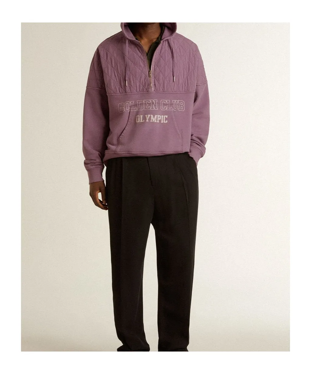 Logo Printed Half-Zip Hoodie