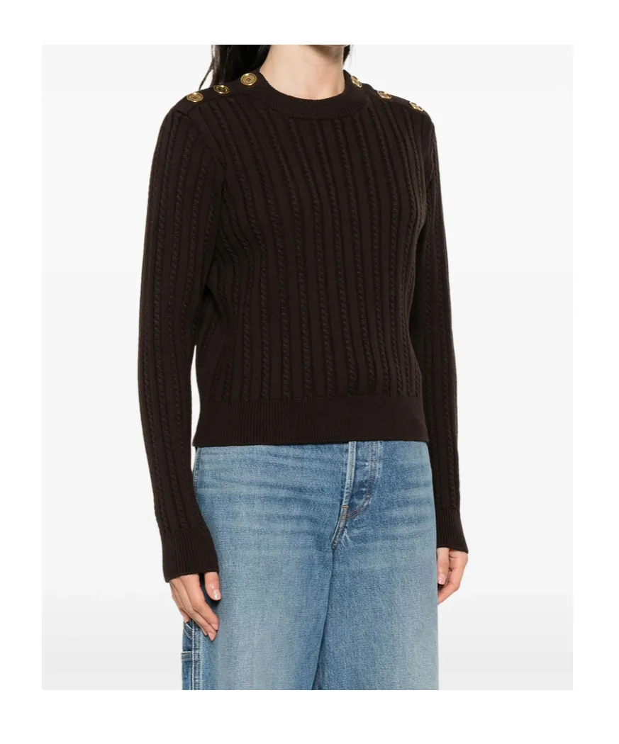 Cable-Knit Button Detailed Jumper