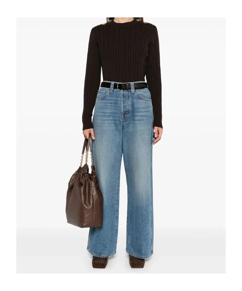 Cable-Knit Button Detailed Jumper