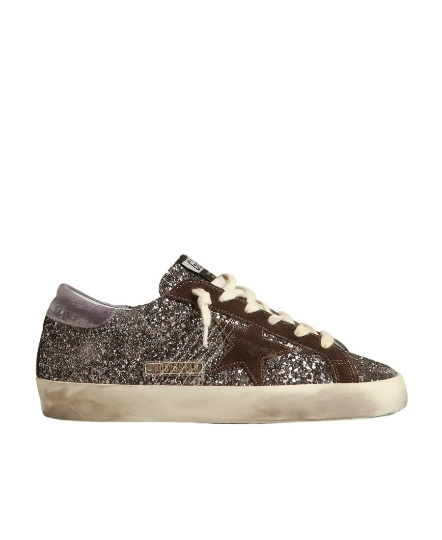 Super Star Glittered Lace-Up Sneakers