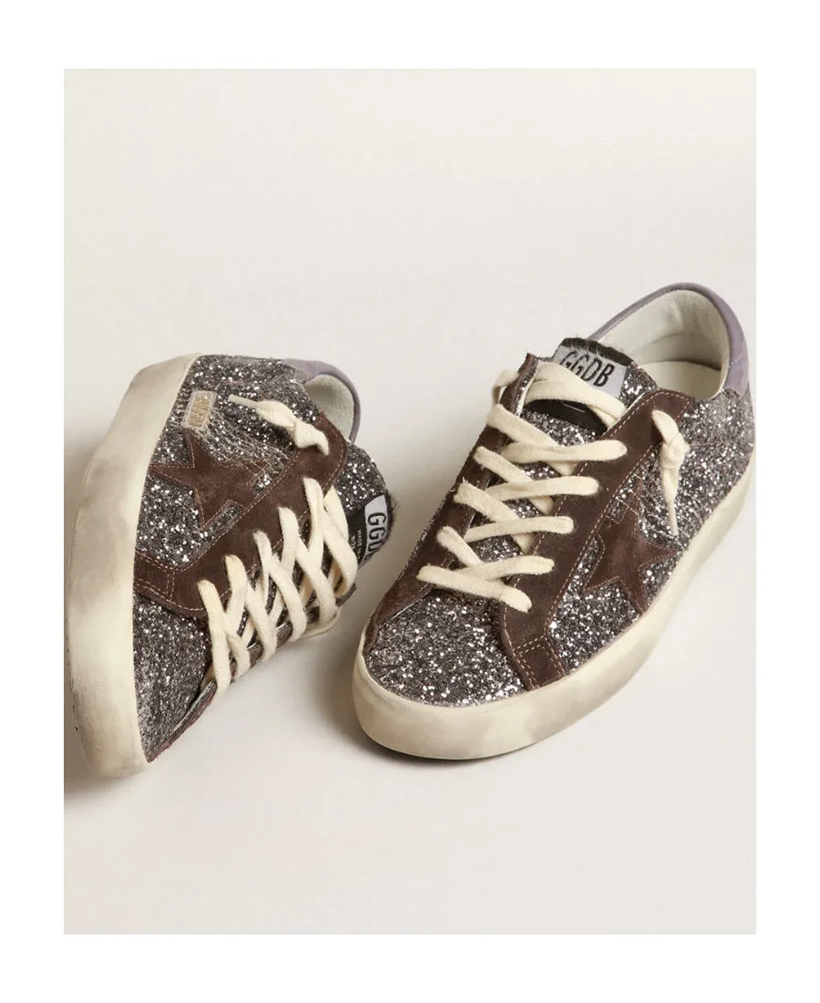 Super Star Glittered Lace-Up Sneakers