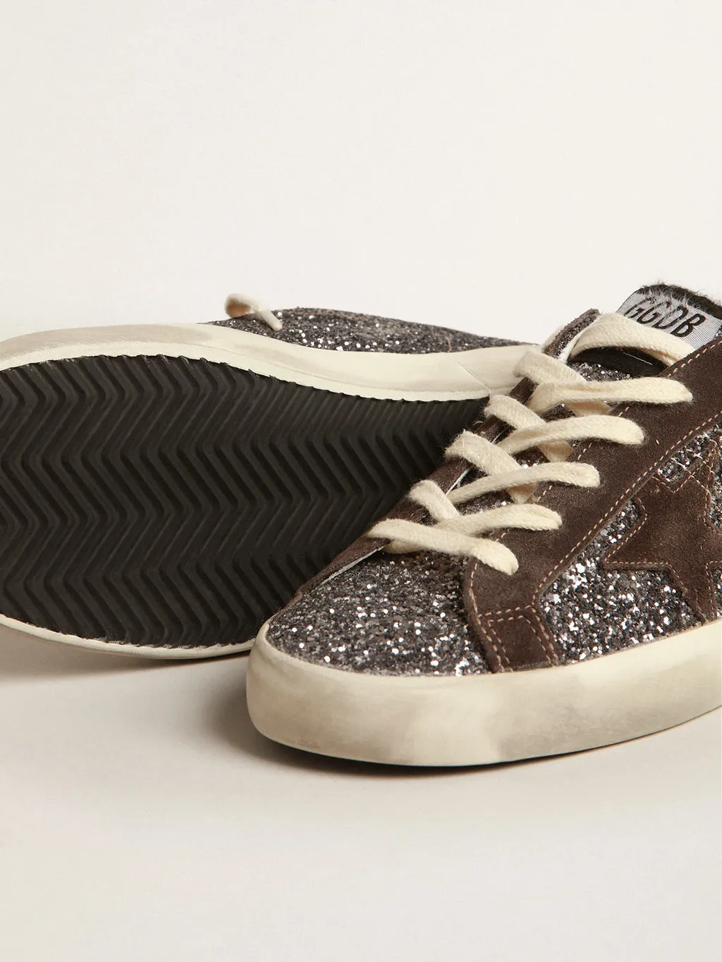 Super Star Glittered Lace-Up Sneakers