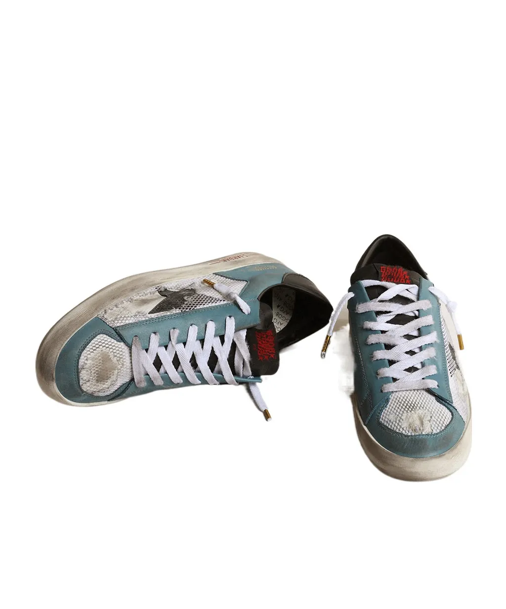 Stardan Distressed-Mesh Sneakers