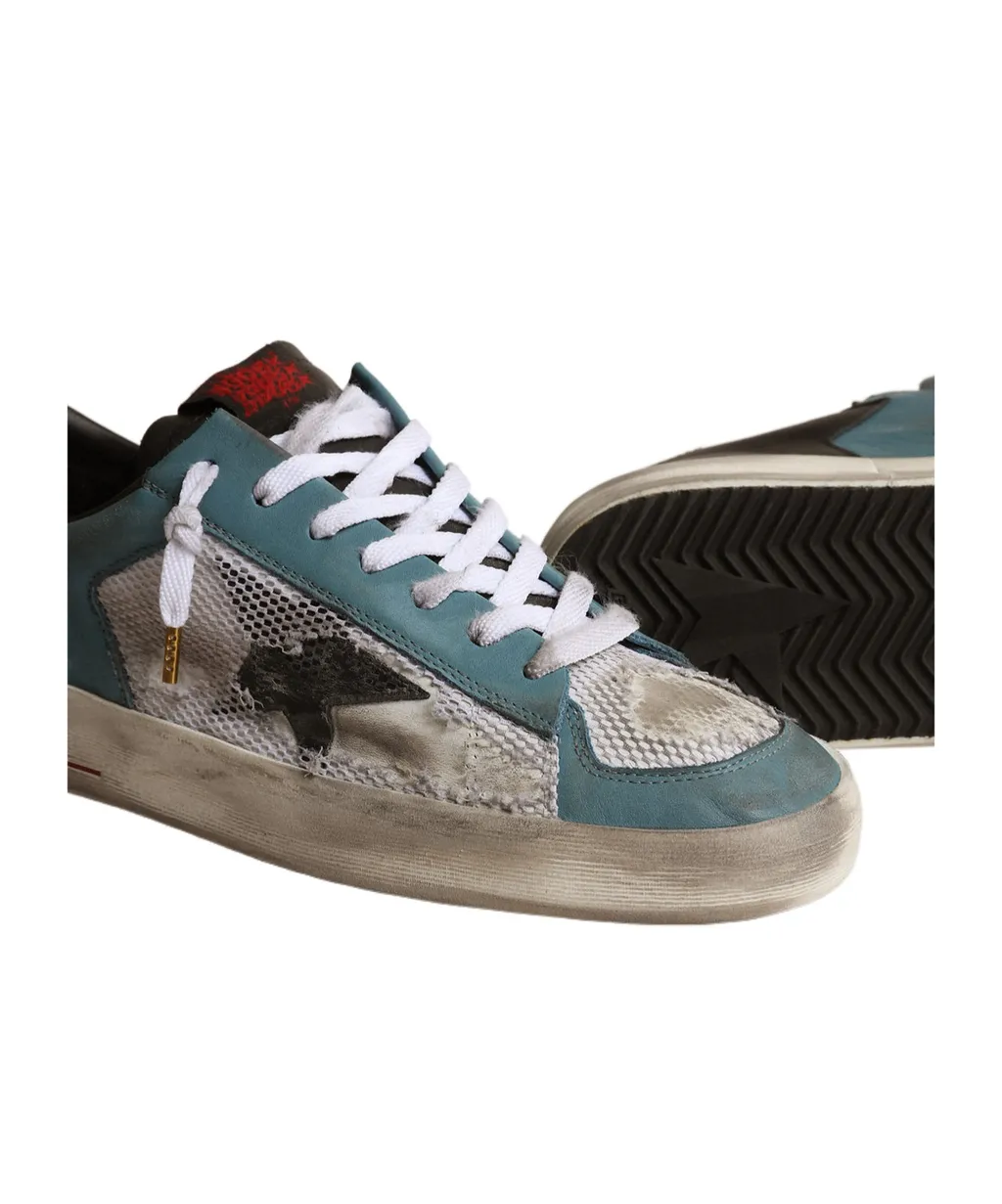 Stardan Distressed-Mesh Sneakers