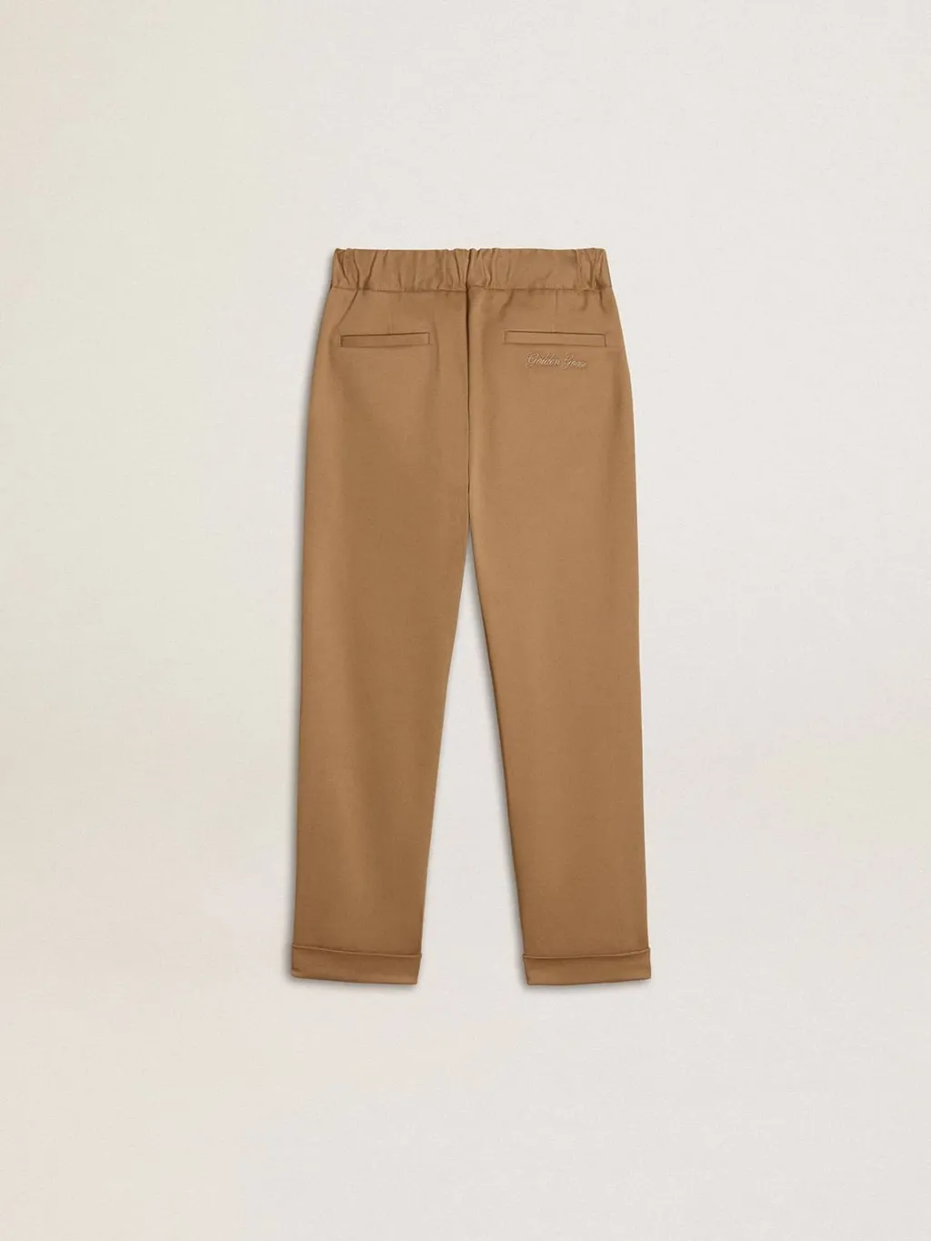 Folded-Hem Logo Embroidered Trousers
