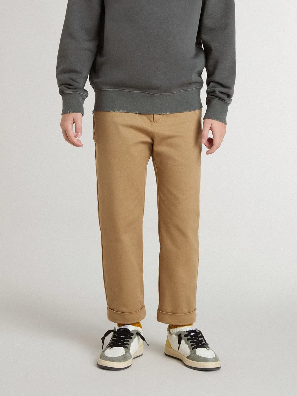 Folded-Hem Logo Embroidered Trousers