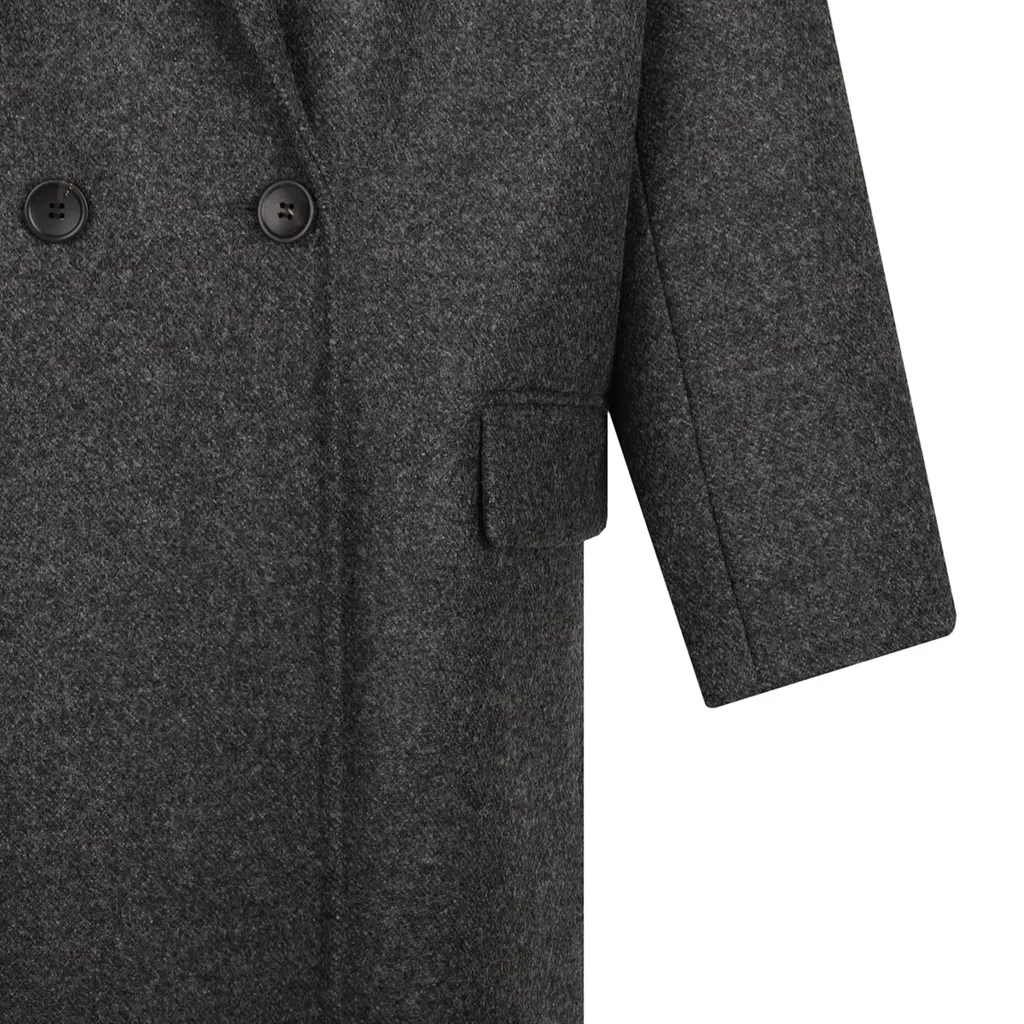 Double-Breasted V-Neck Coat
