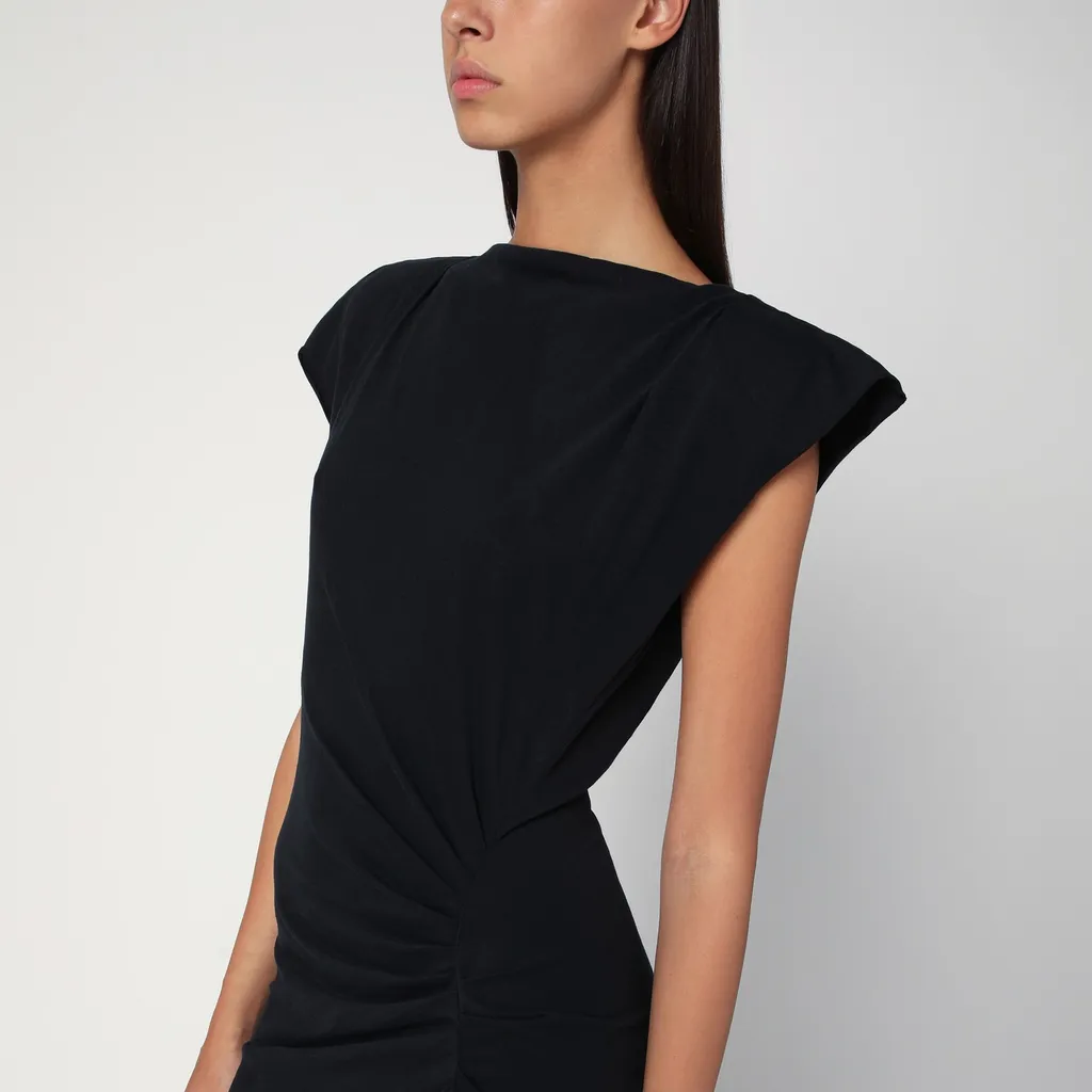 Shoulder-Pad Side-Slit Maxi Dress