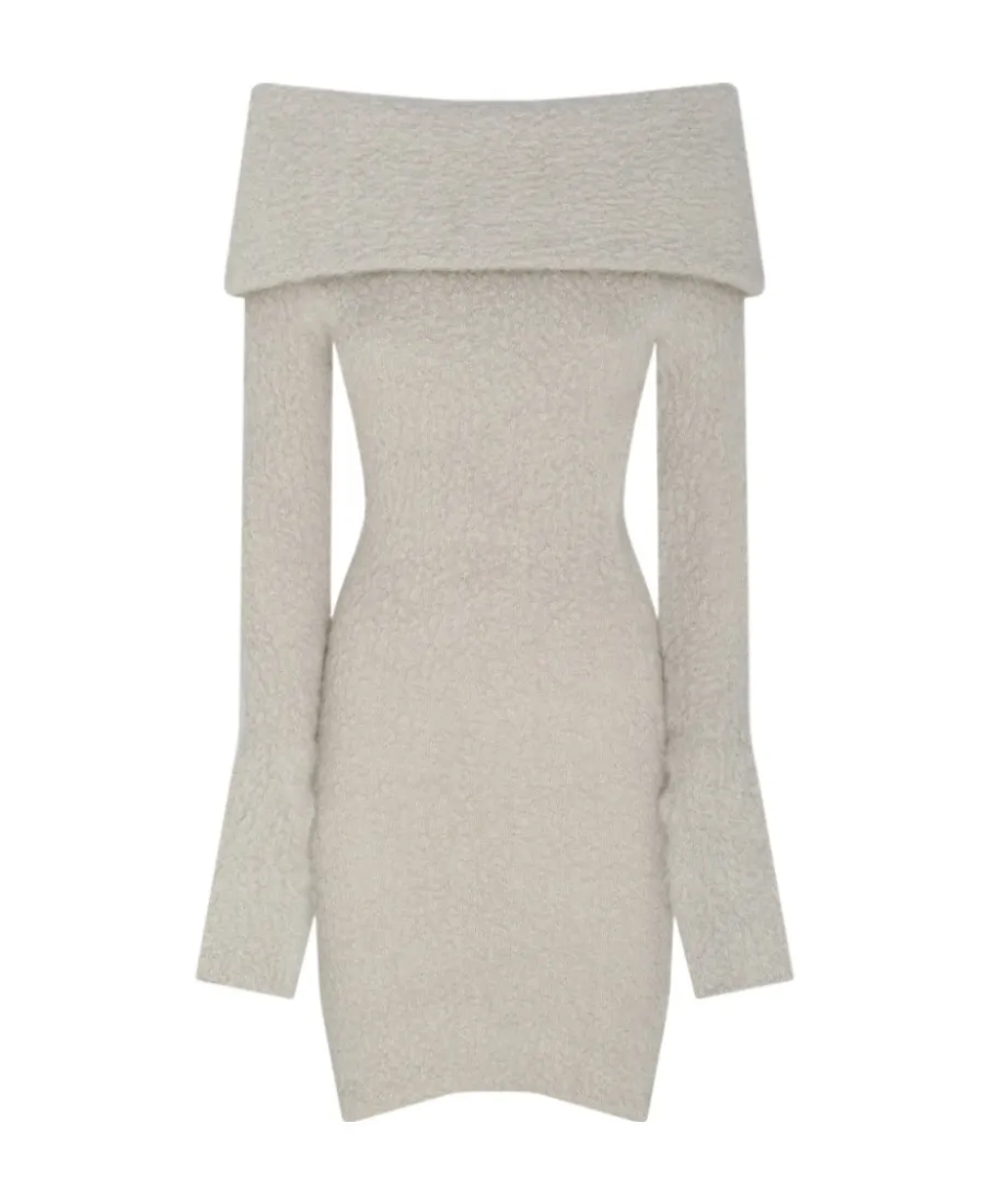 Chunky-Knit Off-Shoulder Midi Dress