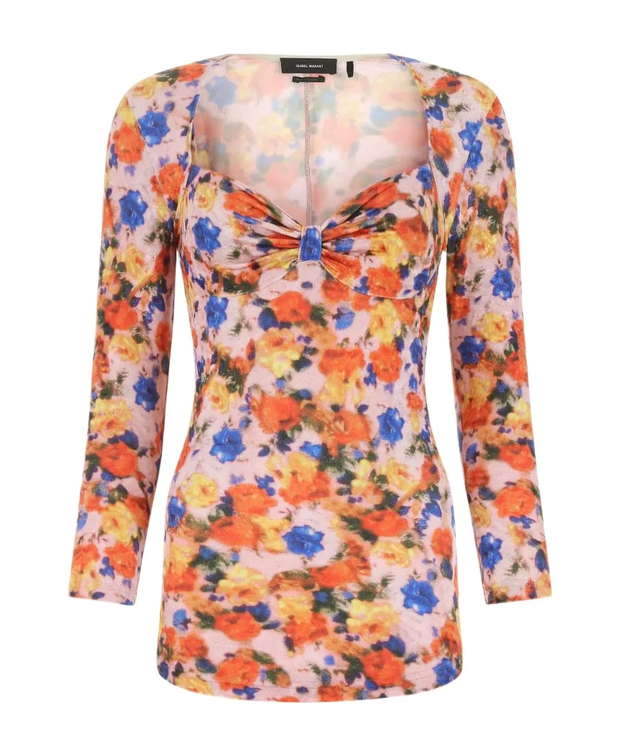 Sweetheart Neck Floral Printed Velvet Top