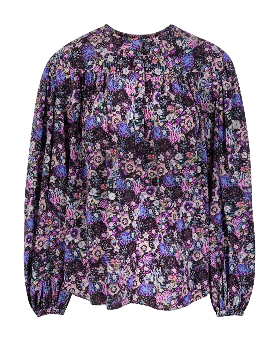 Floral-Printed Crewneck Blouse