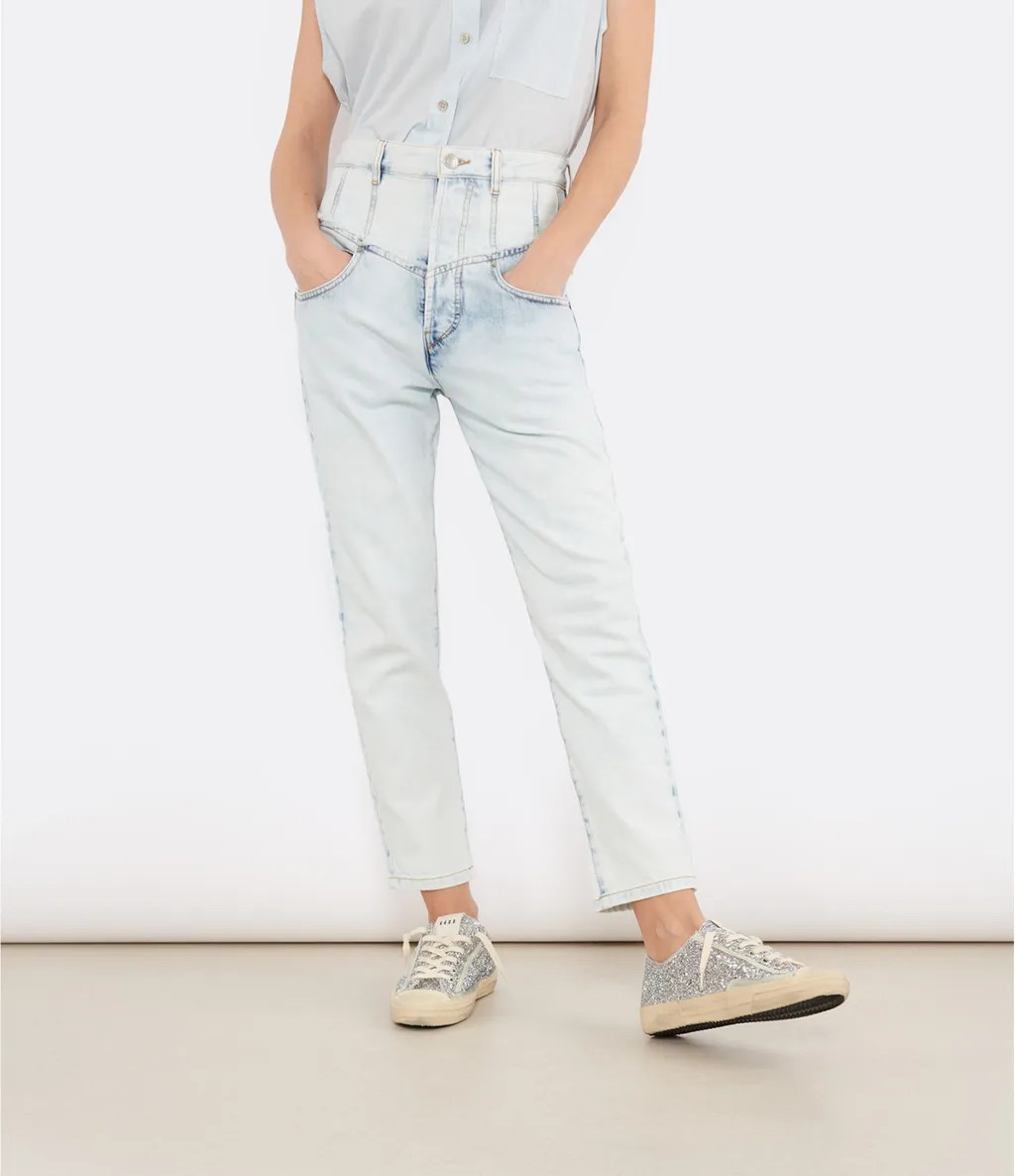 Oliviani High-Waisted Frayed Jeans