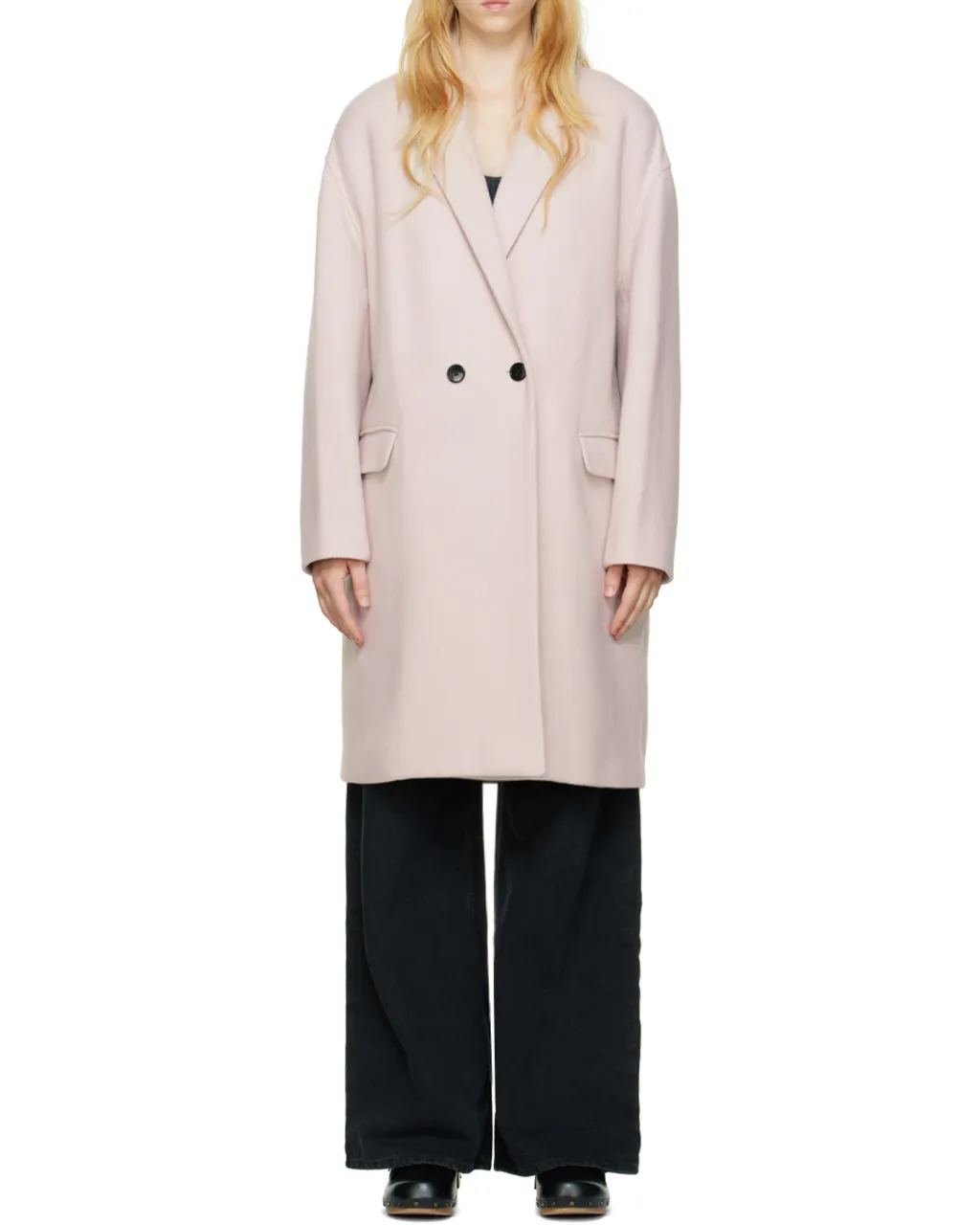 Double-Breasted Long-Sleeved Coat
